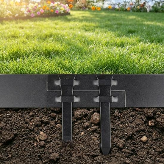 Carbon Steel Garden Stakes 10Pcs 12" Landscape Edging Stakes, Heavy Duty Anchoring Spikes, Pet Fence Ground Spikes Border for Outdoor Lawn Terrace