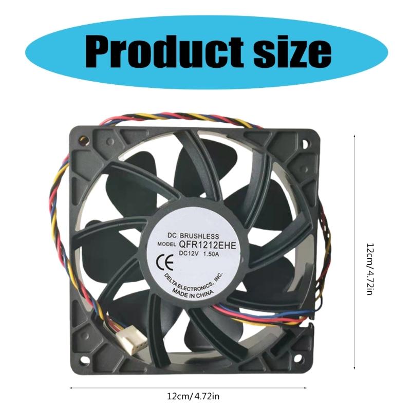 12038 Cooling Fan 120x38mm 12V 1.5A 197.2CFM Brushless Double Bearing 4000RPM for Computer Case Server Workstation Cabinet