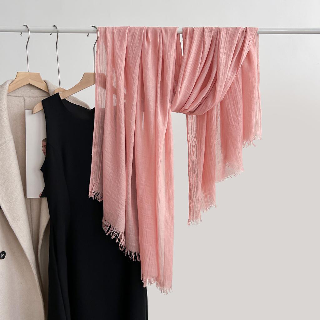 Artistic Cotton and Linen Scarf - Solid Color, Japanese & Korean Style, Women's Shawl for Air-Conditioned Rooms, Outerwear, Sun Protection