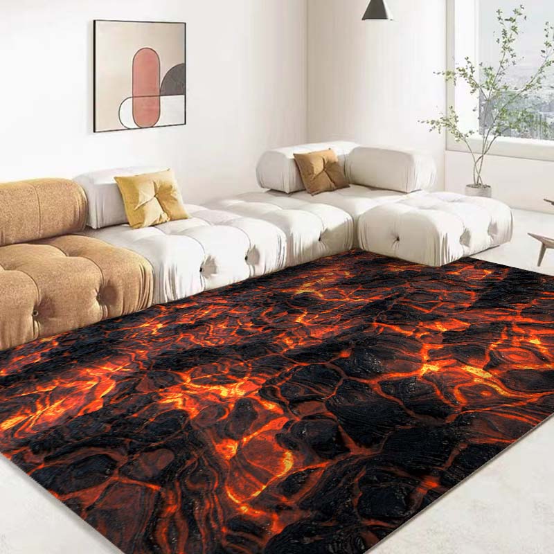 3D Volcano Lava Magma Area Rug Large Red Carpet for Living Room Bedroom Sofa Home Decor Kids Game Play Non-slip Floor Mat
