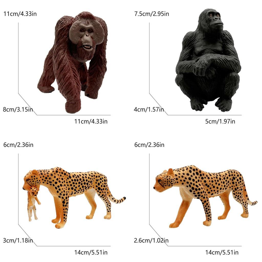 Cheetah Gorilla Leopard Wildlife Pvc Animal Figures With Movable Joints For Child Education