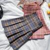 Women Mini Pleated Skirt Casual Loose Plaid Skirt 2020 Korean Style A-Line Skirt High Waist Skirt