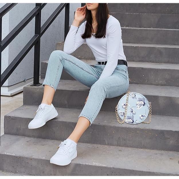 Women Girls Floral Print Round Sling Bag