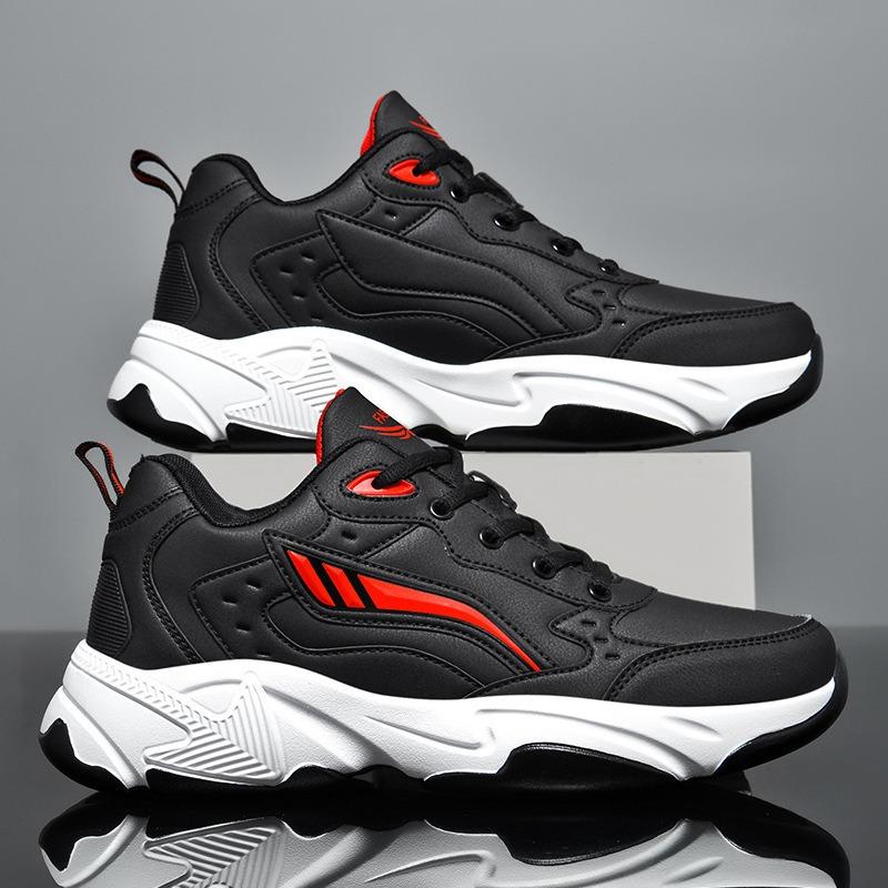 Four seasons leather waterproof sports shoes versatile green running shoes non-slip couple casual shoes autumn and winter