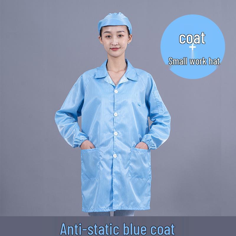 Unisex Striped Antistatic Lab Coat for Dust-Free and Static Protection