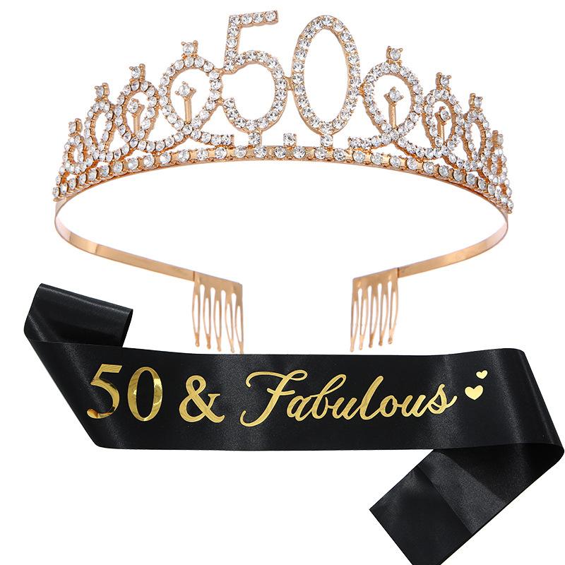 Europäische und Amerikanische Mode Legierung Digitale Krone Stirnband Digitaler Geburtstag Schultergurt Set Geburtstagsparty Ball Kopfschmuck für Mädchen
