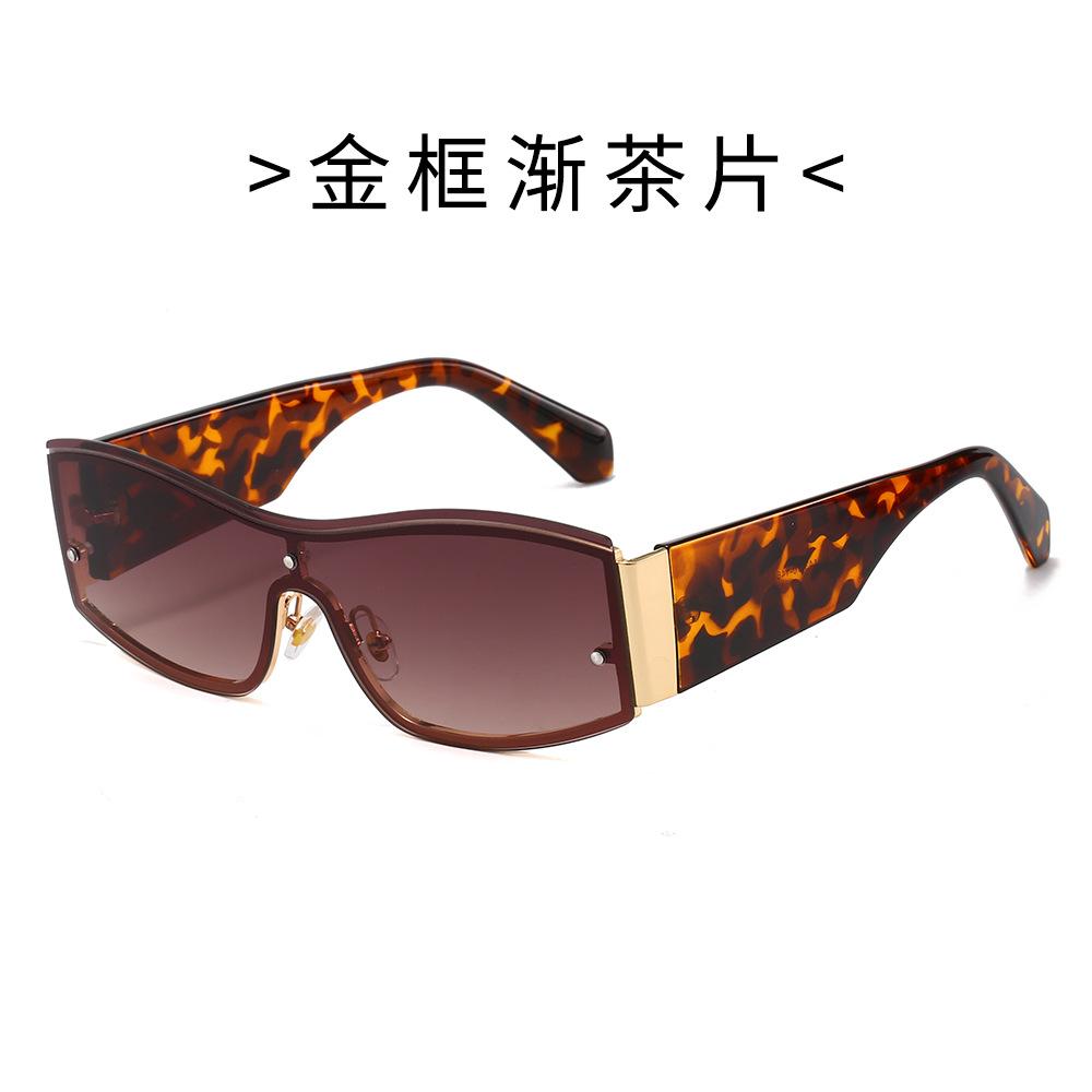 Fashionable Metal Sunglasses For Men And Women Hip Hop Style One-Piece Outdoor Uv Protection Shades Trendy Sun Glasses