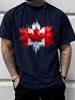 Black Unisexs Tee Canada Maple Leaf Splash Print Crew Neck Cotton Short Sleeve Patriotic Male Street Summer Soft Daily Casual Wear