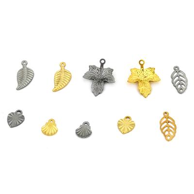 50-30Pcs Stainless Steel Tree Leaf Charms Leaves/Love Heart/Shell Pendant for Earrings Bracelet DIY Jewelry Making Accessories