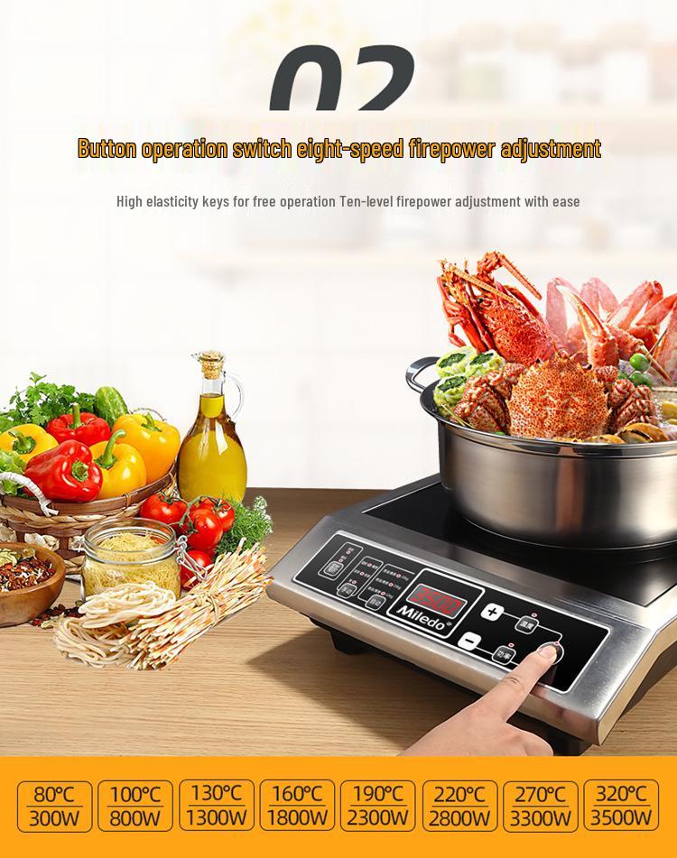Commercial 3500W Induction Stove for Smart Home: High-Power Electric Cooker for Wok Stir-Fry and Soup.