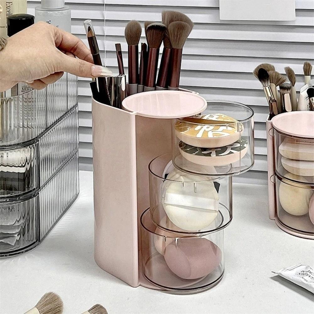 Large Capacity Jewelry Organizer Box 3-Layer Cosmetic Storage Box Makeup Brush Holder  Beauty Egg
