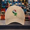 Mexican Flag Rose Washed Baseball Cap Cotton Adjustable Retro Streetwear Hat for Unisex