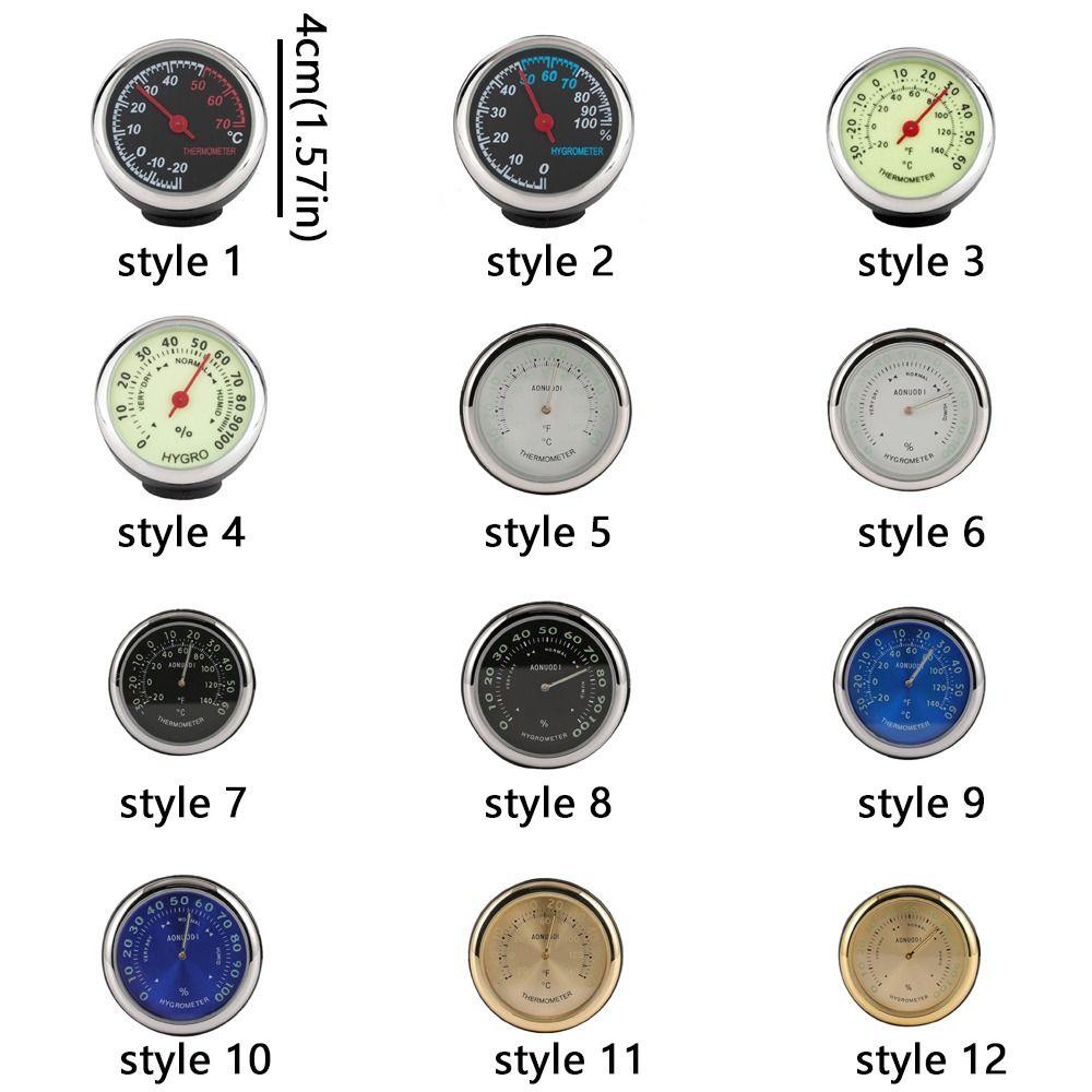 Luminous Car Mounted Thermometer 40mm Diameter Car Hygrometer Car Digital Thermometer Truck