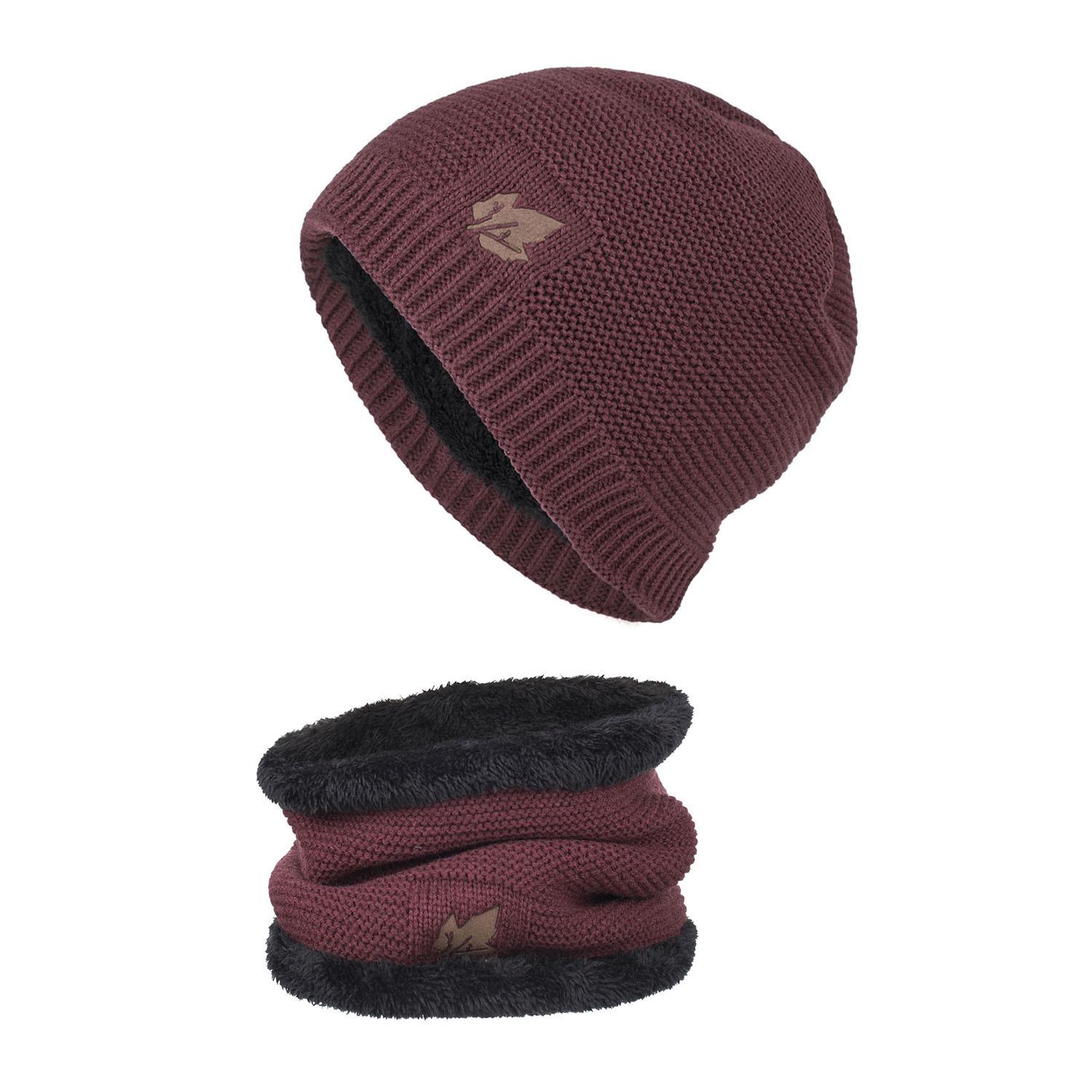 

Осень и зима новый бархатный тисненый лист вязаная зимняя шапка свитер шапка шарф комплект