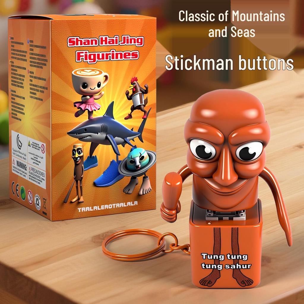 Shan Hai Jing Stickman Voice Flashing Keychain: Decompression Toy Blind Box