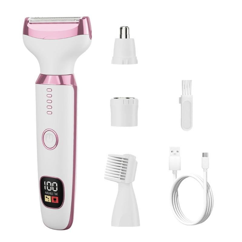 

Multifunctional Electric Nose Ear Hair Trimmer Grooming Tool With 4 Interchangeable Heads And LED Display белый