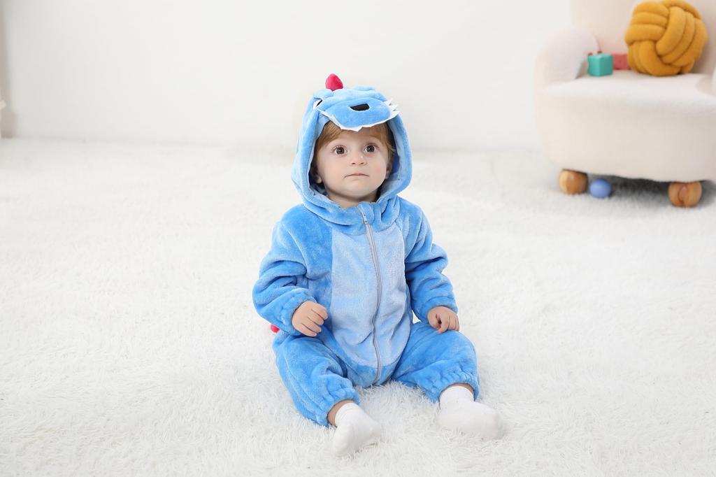 LOLANTA Dinosaur Kigurumi Kids Halloween Costume Baby Romper Overalls for Boys and Girls Blue Size 120