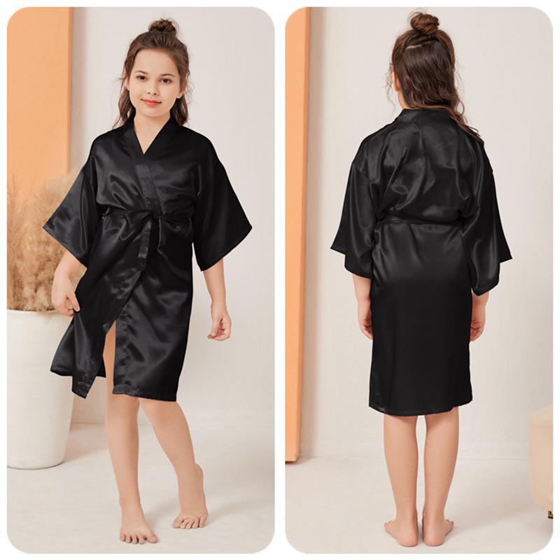 

Детская атласная шелковая ночная рубашка и халат - длинный, блестящий, летний кардиган (Средний и большой) Size 10 (115-130cm)