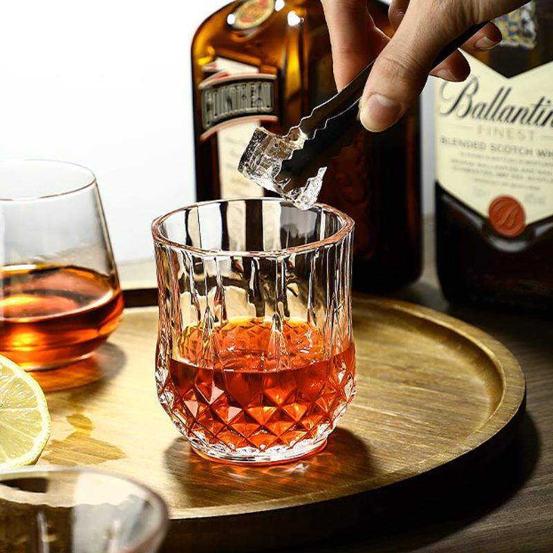 215ml/250ml/310ml/360ml Whiskey Glass Creative Diamond Relief Wine Glass Party Bar Drinking Tools Cocktail Glass Water Bottle