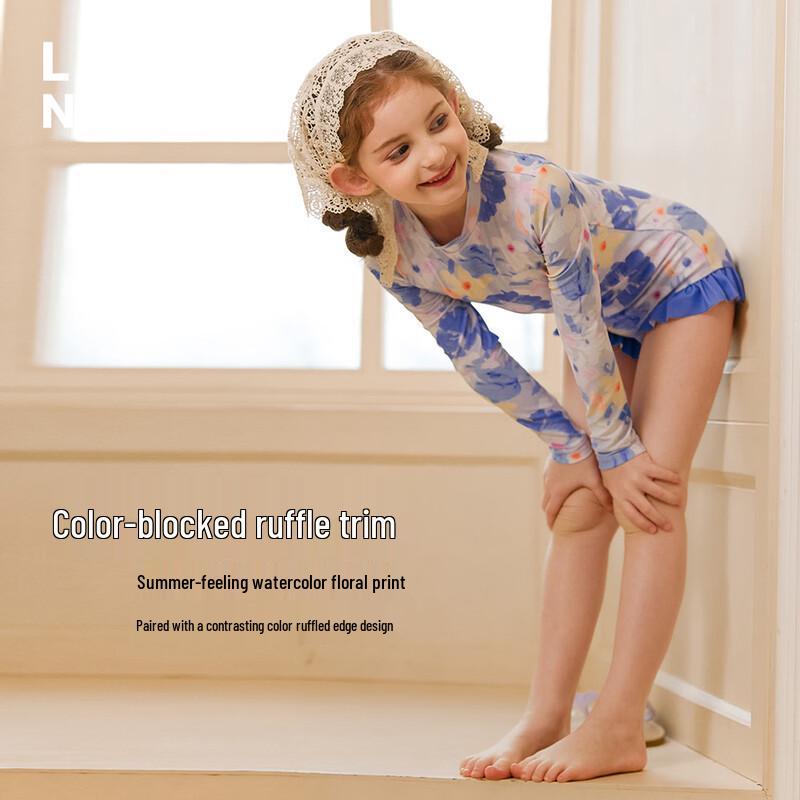 Little Naive Girls' Long Sleeve Sun Protection Swimsuit Set