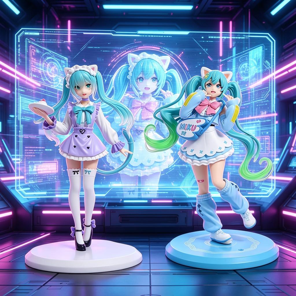 Cute Hatsune Miku Cafe Maid & Street Style Statues | PVC Anime Figures | For Desk Display Birthday Gift & Fan Present