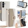 For Samsung Galaxy S25+ Case Mirror Wallet Leather Phone Cover with Chain Shoulder Strap
