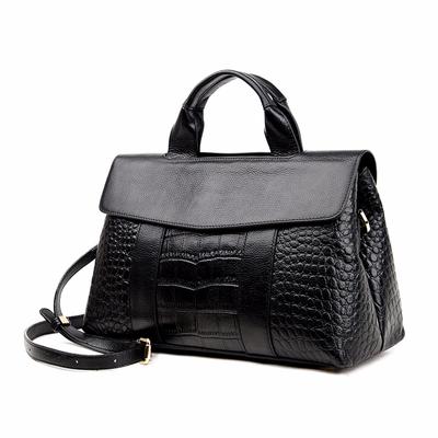 Genuine Leather Crocodile Print Handbag Large Capacity Women's Stylish Cross-body Shoulder Bag for Women