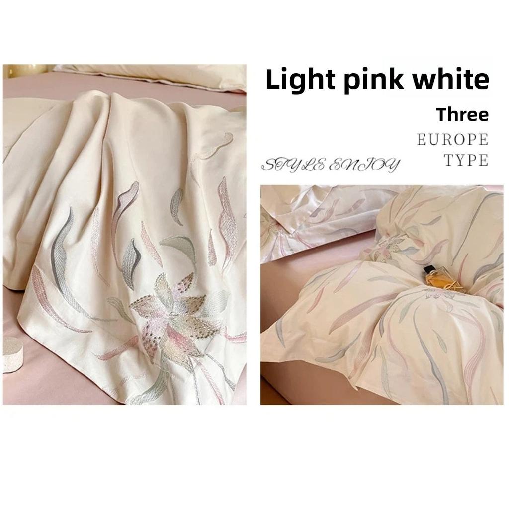 Set di biancheria da letto di lusso 4 pezzi in cotone a fibra lunga 100S, Copripiumino Ricamato 100% Cotone con Lenzuolo Sotto, Ultra Morbido e Liscio per Dormire a Pelle