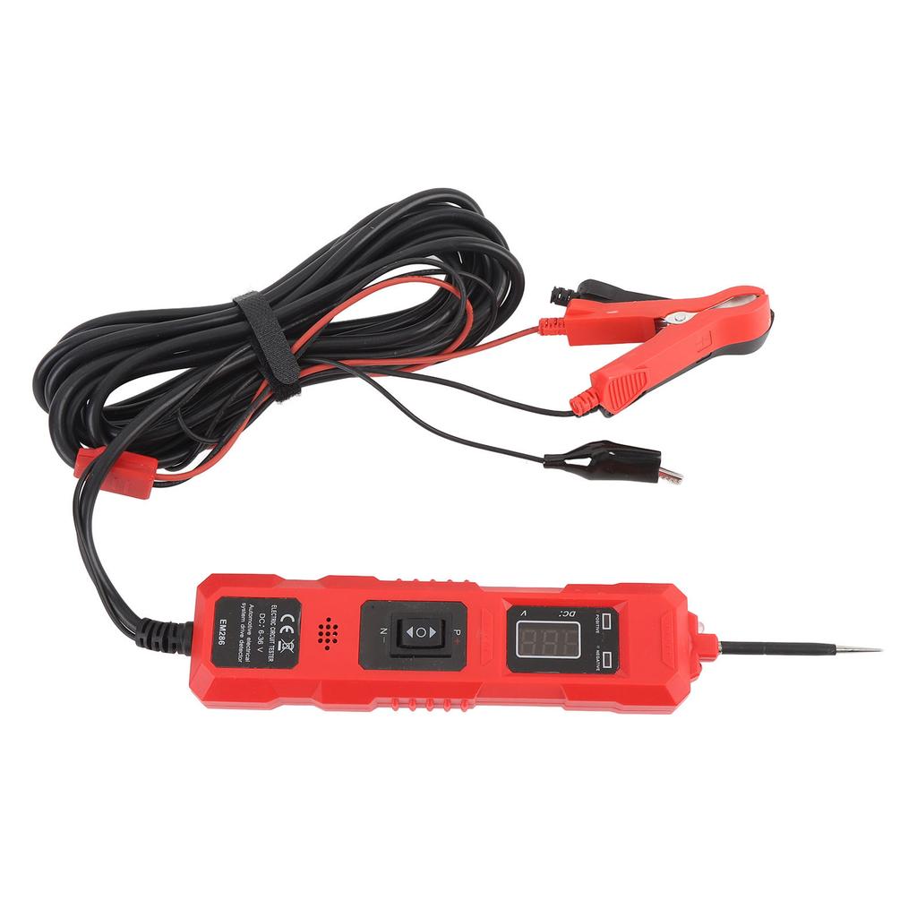 Car Circuit Tester DC 6 to 36V Multifunctional High Sensitivity with 2 Clips Power Circuit Probe Tester for Vehicles Red