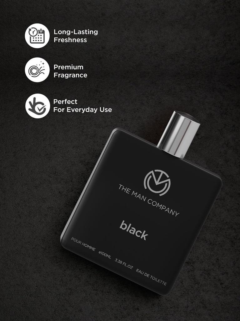 The Man Company Fresh Black Edt Perfume For Men - 100Ml | Premium Long-Lasting Fragrance Body Spray | Gift For Him