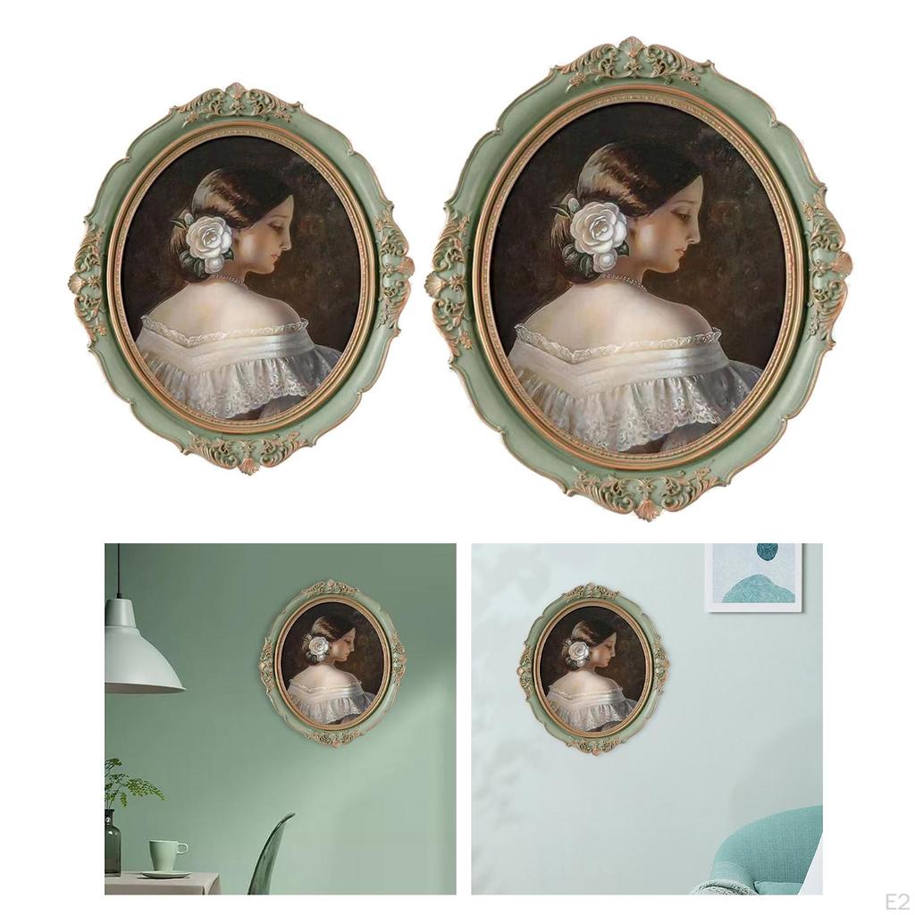 European Style Photo Frame Desktop and Wall Vintage Decorative Oval Embossed Resin Picture Display