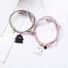 Yousheng 2Pcs Elastic Rope Love Heart Magnet Suction Bracelet Halloween Ghost Pendant Couple Bracelet Men Women Jewelry Gift