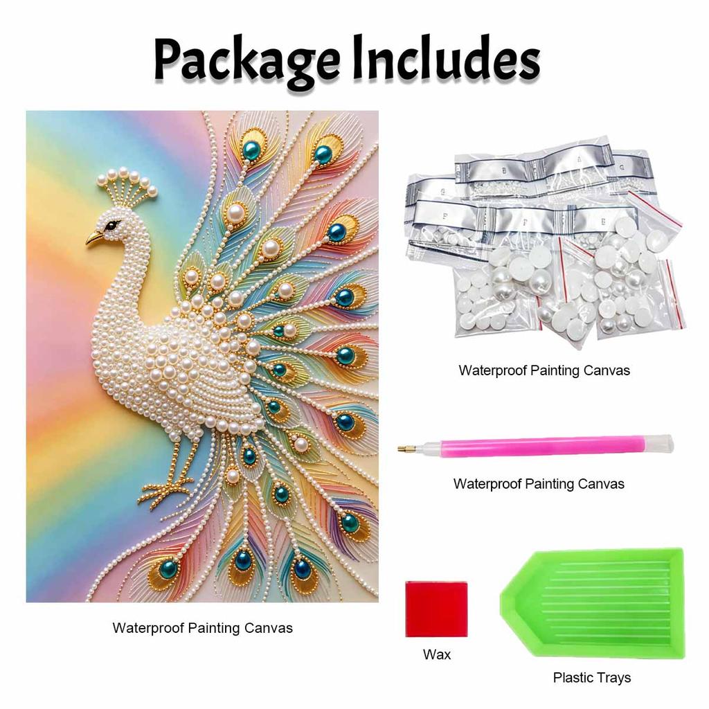 Pearl DIY Art Painting Elegant Peacock Handcrafted Picture Indoor Wall Ornament Relaxing Leisure Hobby Exquisite Home Decoration Gift