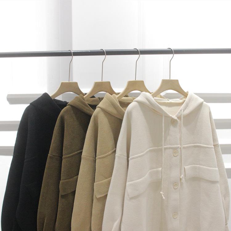 Korean Loose-Fit Hooded Knit Sweater Cardigan for Women - Autumn/Winter Thickened Outerwear