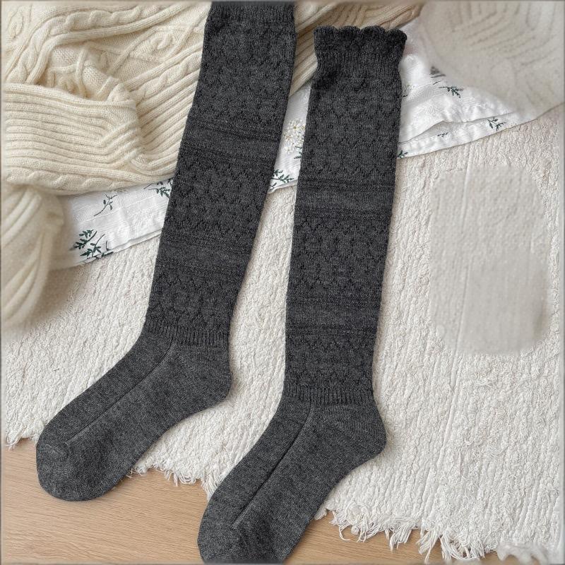 

Pure Cotton Knee-High Socks Solid Color Keep Warm Long Tight Socks Boot Socks Fall Winter