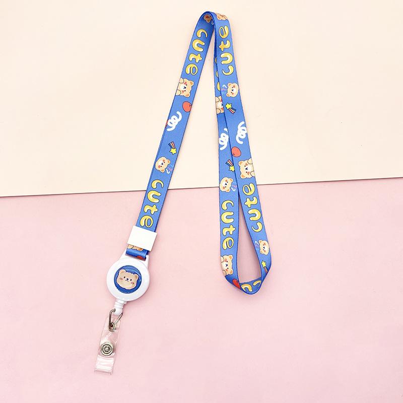 Cartoon Teleskopische Leichtziehbare Schnalle Lanyard Studenten Anti-Verlust Kartenhalter Halsband Langes Seil Arbeits Namensschild Namensschild Lanyard