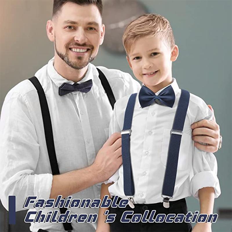 Ensemble classique de bretelles et nœud papillon, bretelles élastiques réglables en Y de 2,5 cm de large avec 3 clips, nœud papillon tissé pré-noué de 12 cm, taille unique pour hommes et femmes
