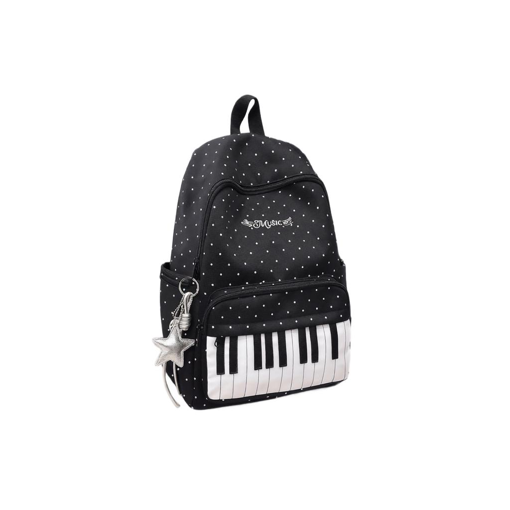 School Backpack with Piano Pattern for Teen Girls High School Students Cute Versatile Travel Daypack