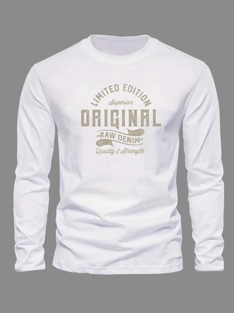 Maglietta a maniche lunghe da uomo, girocollo, larga e alla moda, con stampa di lettere, per autunno e inverno, casual, versatile