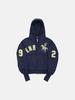 Sweat à capuche zippé personnalisé américain sticker broderie ample tendance style hip hop street sens du design pull identique pour hommes et femmes