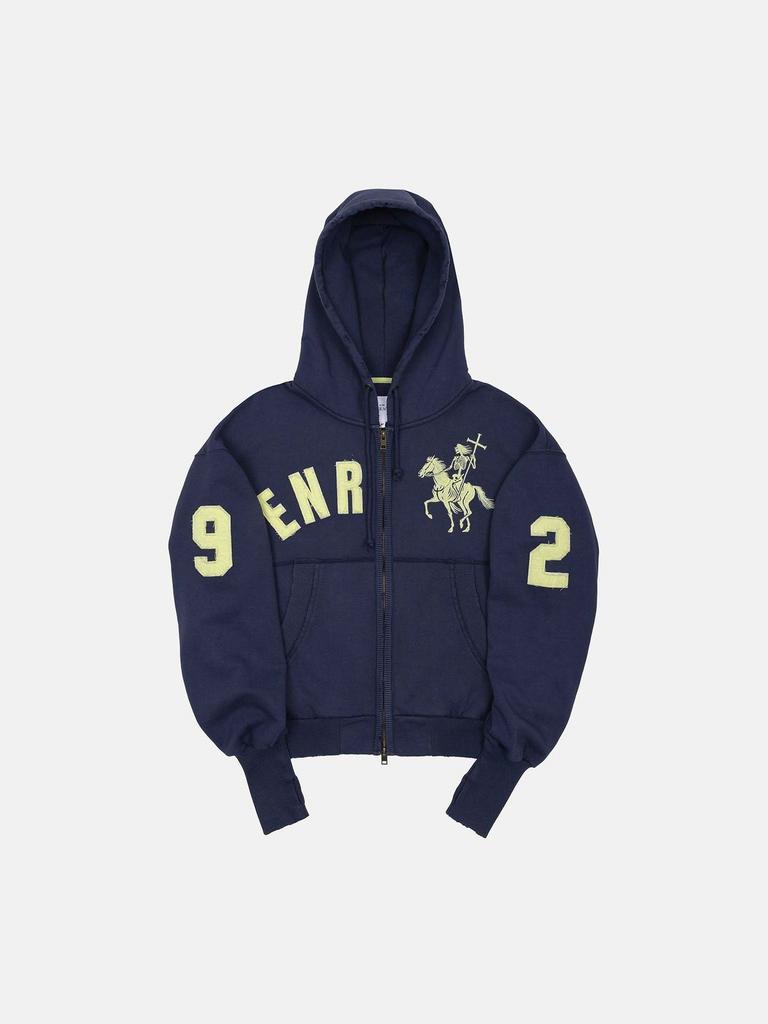 Sweat à capuche zippé personnalisé américain sticker broderie ample tendance style hip hop street sens du design pull identique pour hommes et femmes