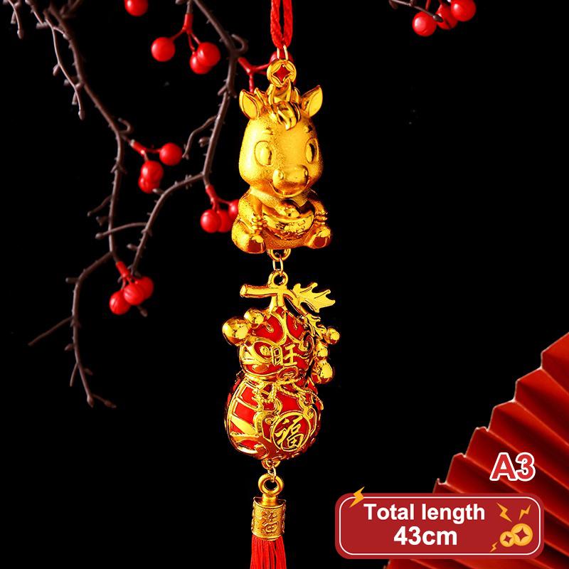 2026 Year Of The Horse Wall Hanging Ornament  Year Lucky Decoration Housewarming Green Plant Potted Small Pendant Gifts