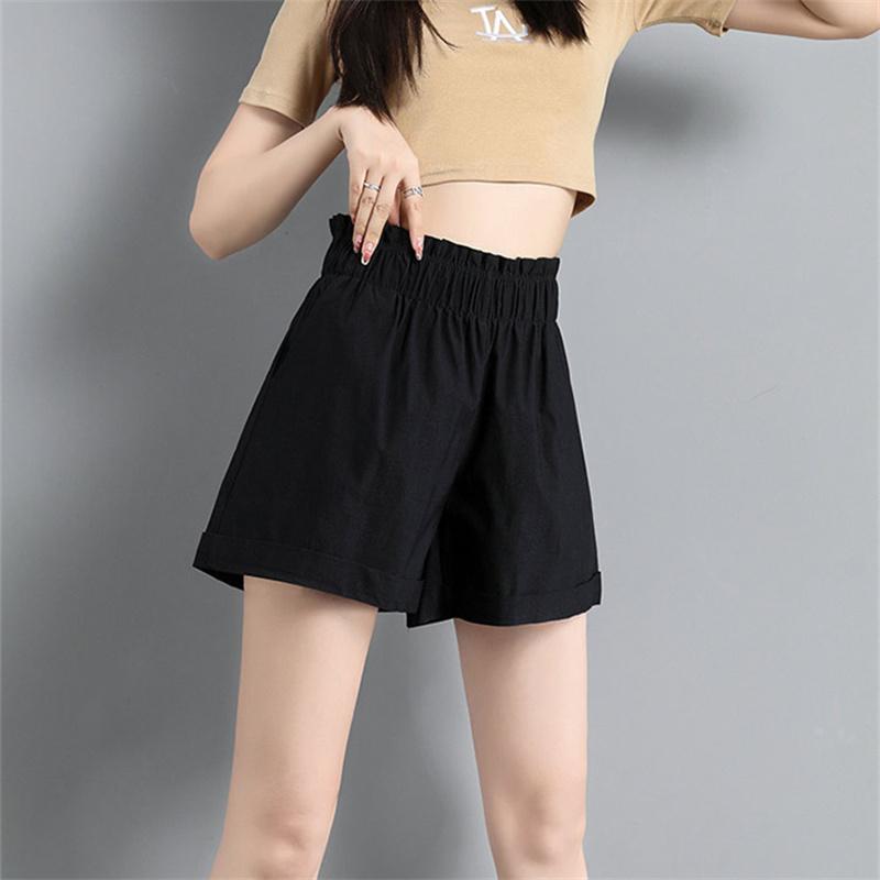 Summer Chiffon Korean High waist Ladies Shorts Women Flower Bud Vintage Harajuka Short Feminino Casual Elastic Wide Leg shorts
