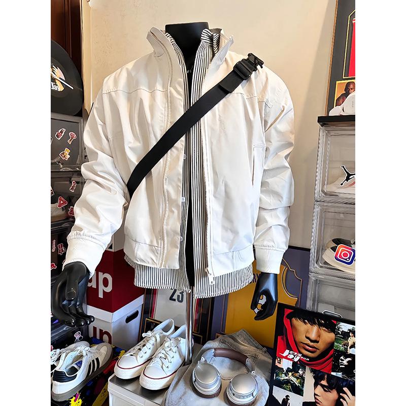 

Retro American Three-Proof Windbreaker: Stand-Up Collar Jacket for Spring, Autumn, and Winter L (for 115-130 jin)