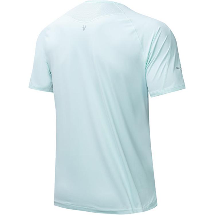 Anta Letter Round Neck Straight Fit Short Sleeve T-Shirt Men Tops Light-Blue 152425103-2