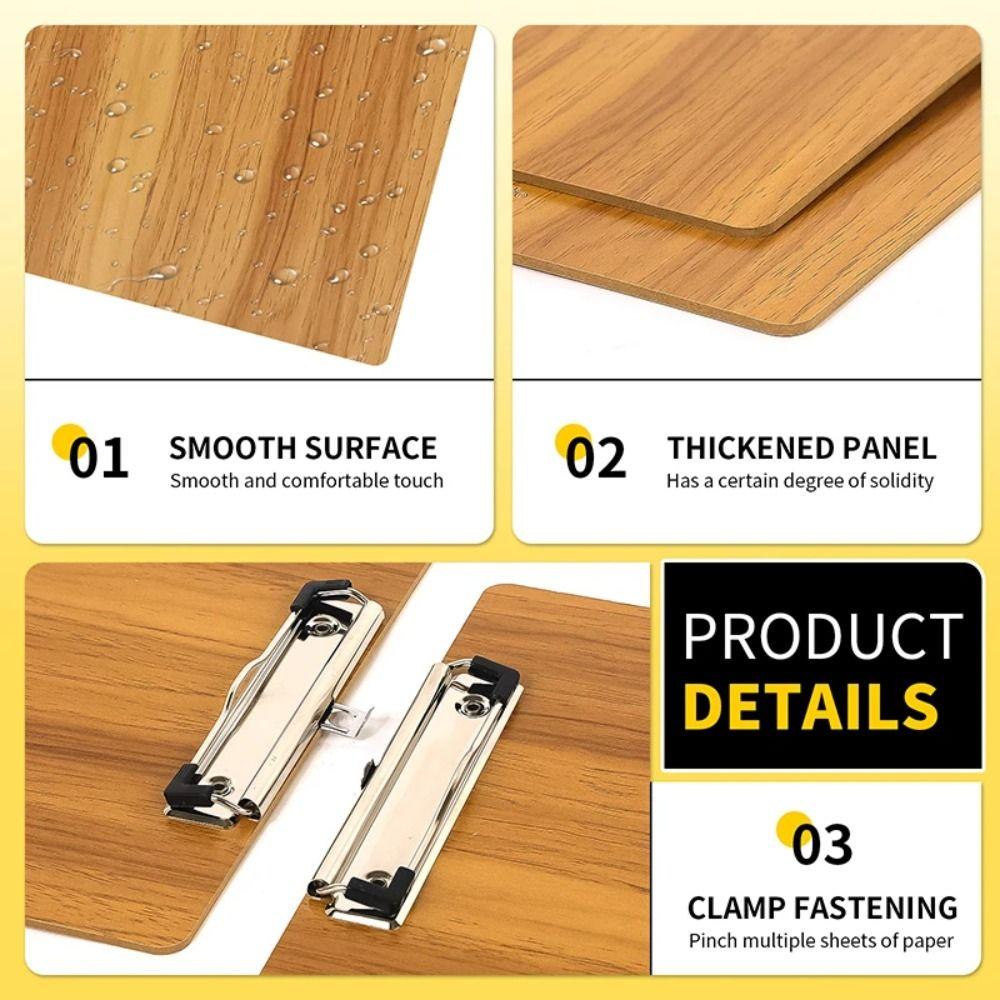 Wooden Writing Clipboard Reinforced File Clip Board Portable A4 Memo Folder  School Supplies