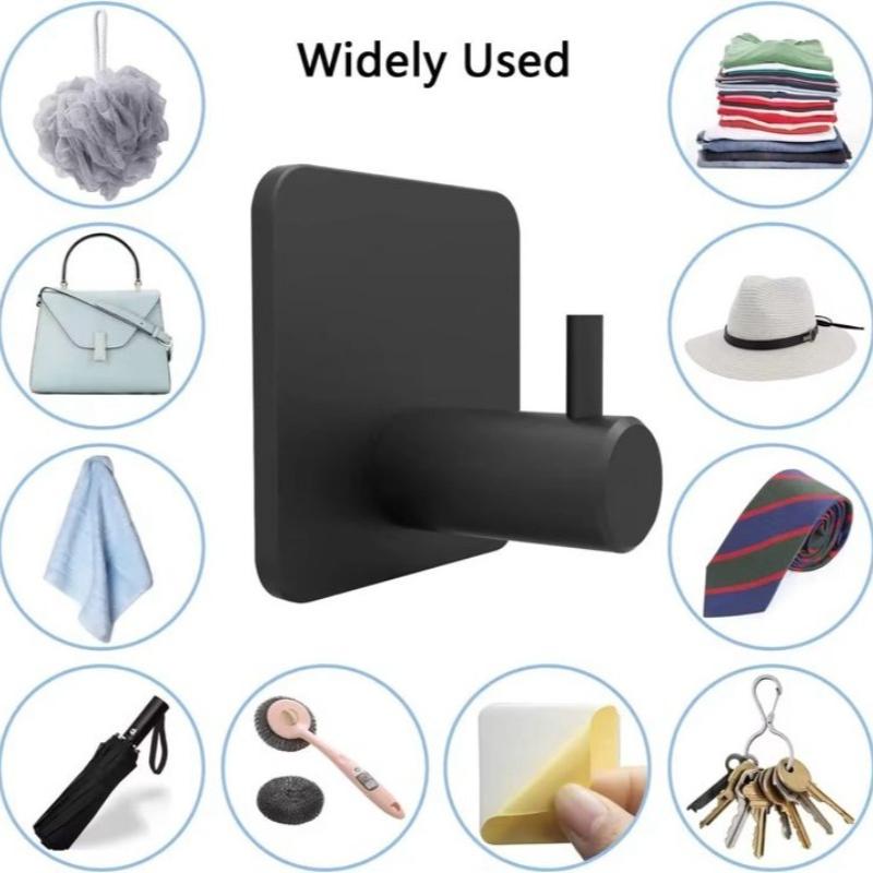 1-10pcs Self Adhesive Hook Heavy Duty Stainless Steel Wall Hooks Towel Clothes Rack Hangers Bathroom Kitchen Storage Holders