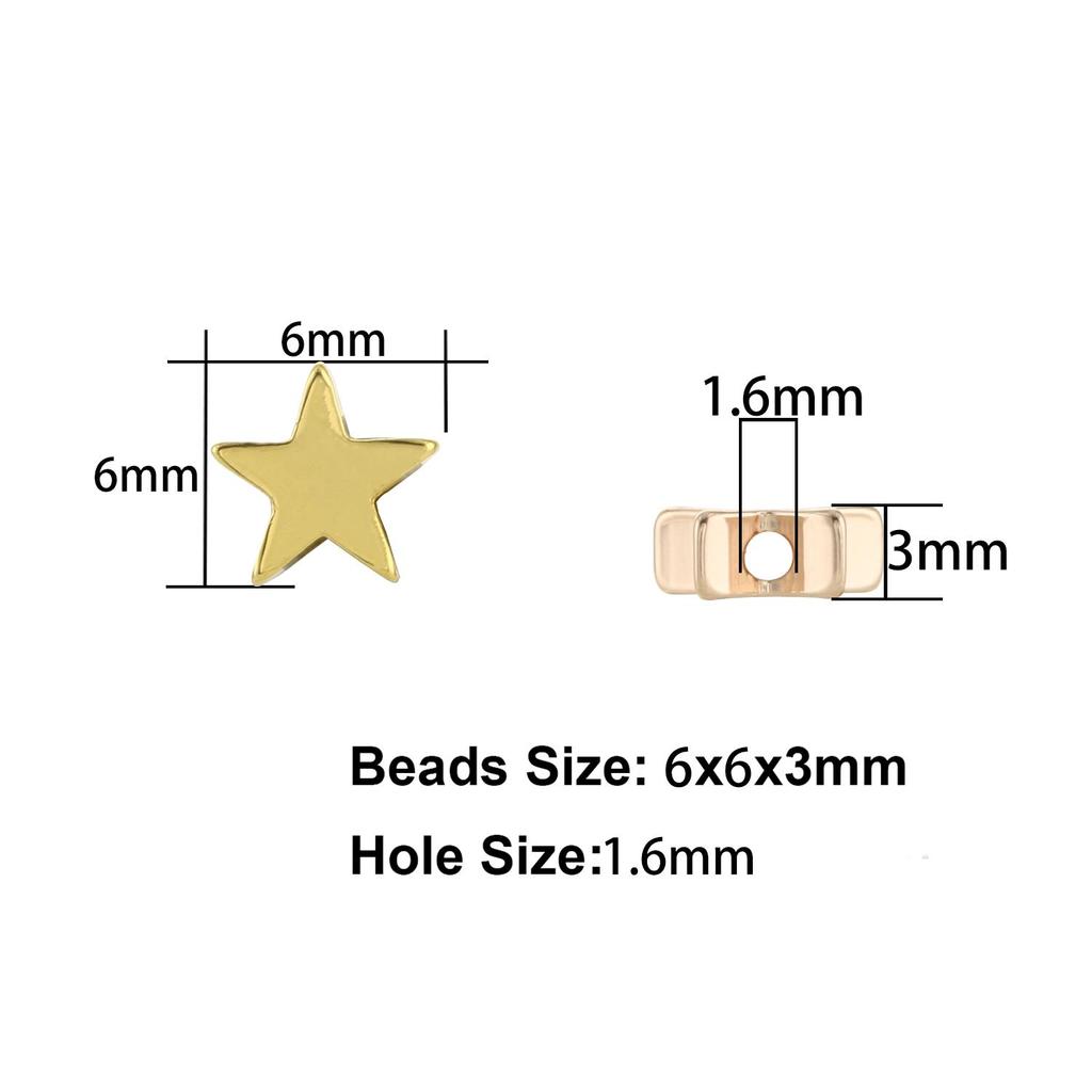 10pcs Copper Beads Charms Cross Heart Star Moon Beads Plated Crafts Color Retention Beads for Jewelry Making Diy Bracelet Necklace