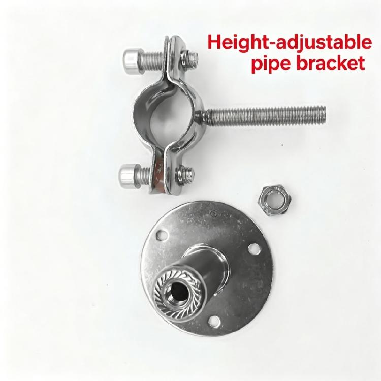 Round Base Pipe Support Bracket 4 Pack with Height Adjustment, Rubber Lined Grip and Stainless Hardware for Repairs