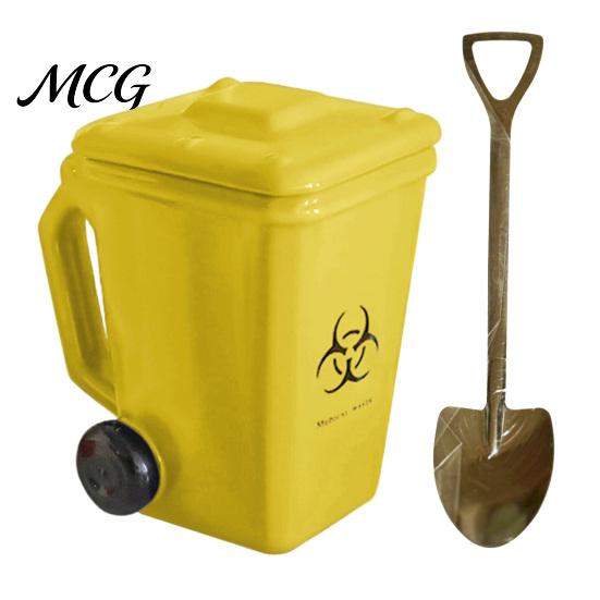 Trash Can Style Mug with Lid Funny Bin Ceramic Lid, Novelty Garbage Drinking Tea Cup Educational Handle, Recycling Coffee Mug, Gag Gifts for